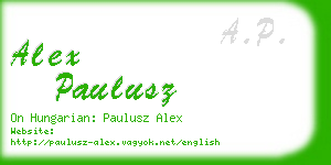 alex paulusz business card